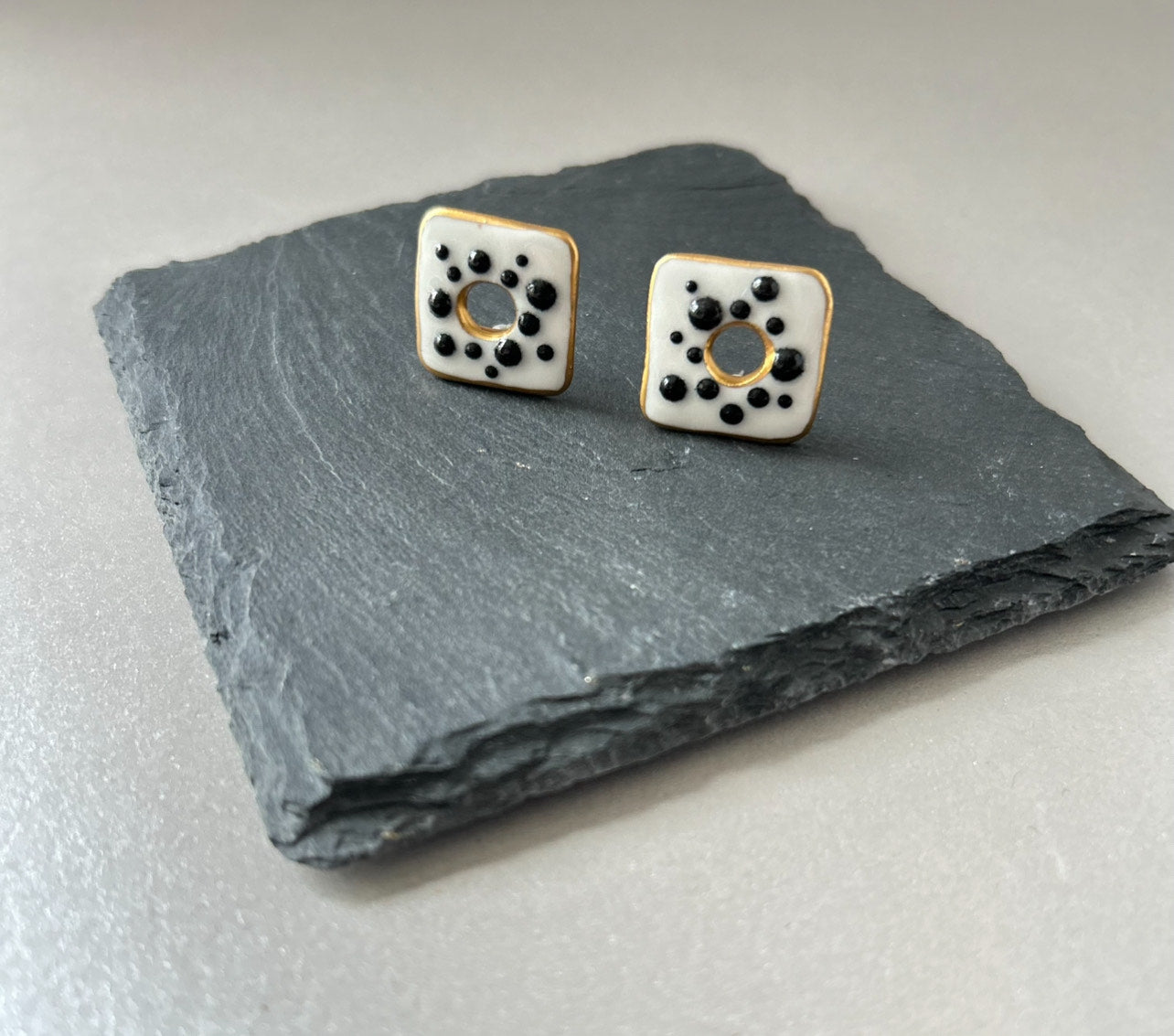 Square Earrings with Dots